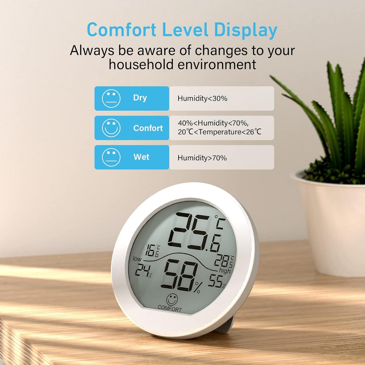 Indoor Digital Hygrometer Thermometer for Room Temperature Humidity Meter