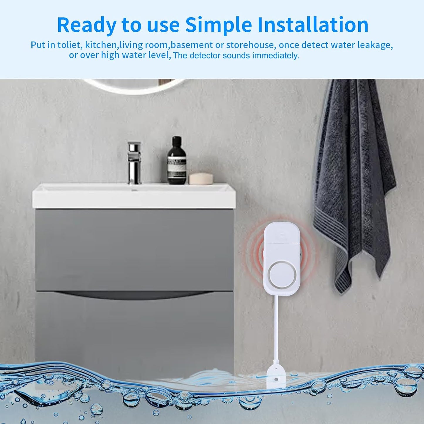 Smart Water Leak Detector, 120dB Adjustable Alarm Suit for Home，Water Sensor for Basement, Water Leak Alarm,3 PCS