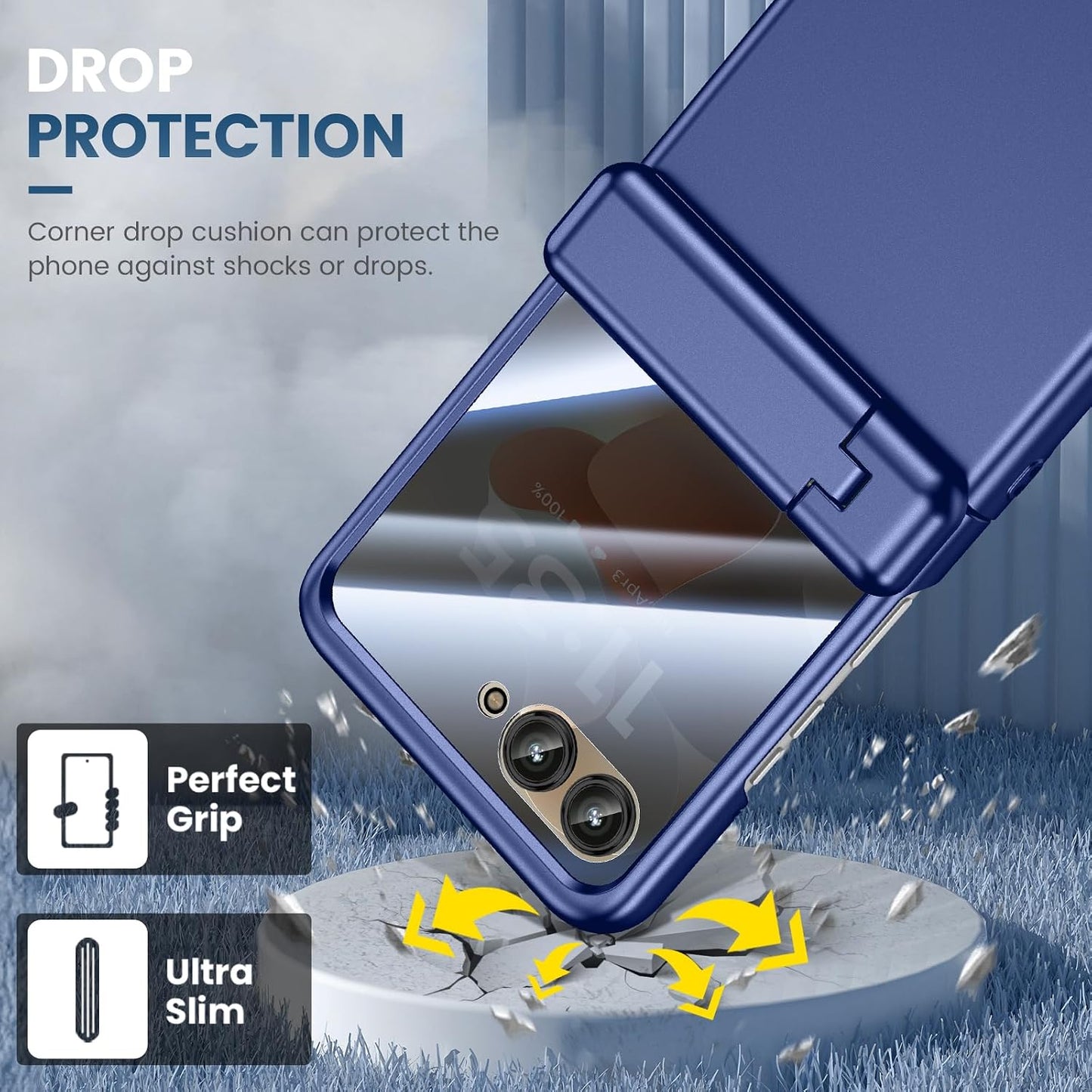 VEGO for Motorola Razr 2026/2025/2024 Case, Compatible with MagSafe | Hinge Protection & Kickstand & Privacy Screen Protector, Magnetic Slim Hard PC Protective Cover for Moto Razr 2026 - Blue