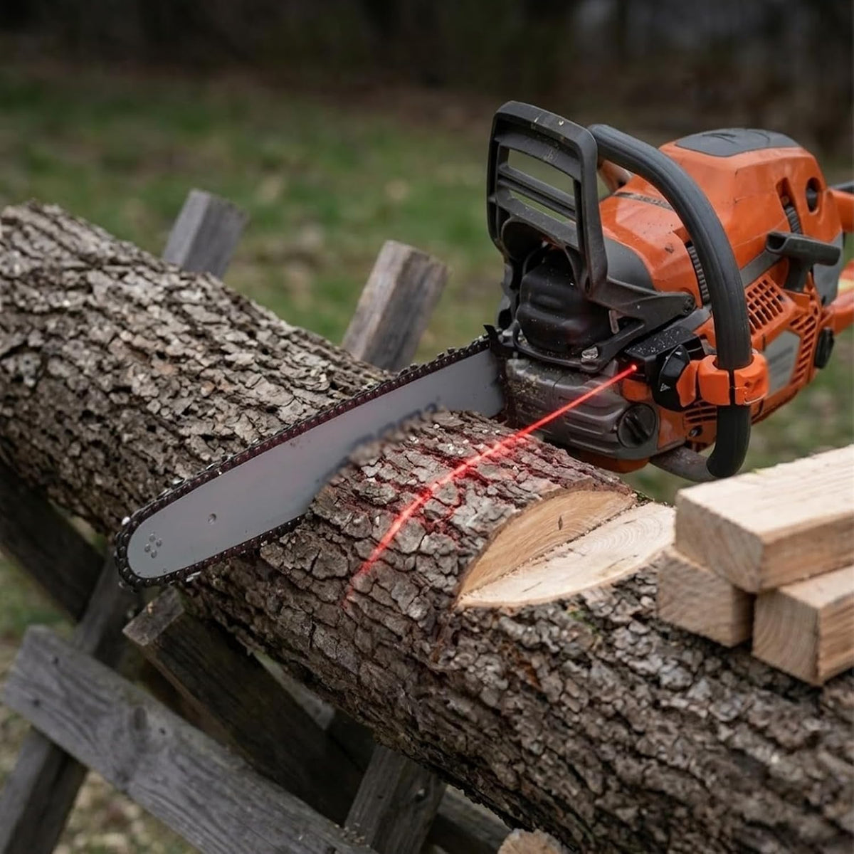 Laser Measuring Device Chainsaw Firewood Measuring Tool, Adjustable Log Length Guide for Fast Accurate Cutting, Wood Cutting Marker Accessory for Outdoor Work
