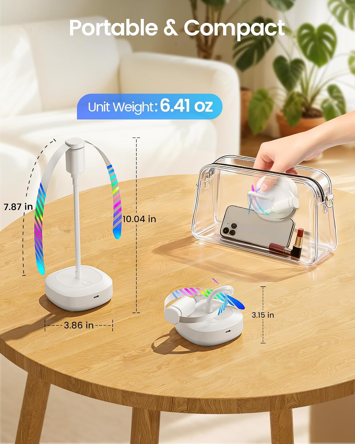 Edvision Fly Fans for Tables, 2000mAh Rechargeable Food Fan, 20H Runtime | Flexible Neck for 360° Coverage, Quiet Table Fan with Soft Safety Blades, Ideal for Party, Picnic, BBQ, Indoor & Outdoor Use