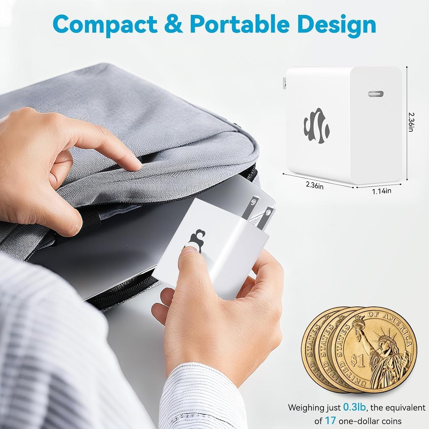 NIMO 65W GaN USB C Fast Charger, Compact PD 3.0 Adapter with 6.6ft Cable, Reliable Laptop Power Block for MacBook Pro/Air, iPhone-17/16 Pro Max, iPad, Sam-sung-S26/S25, PPS Charger for Travel Office