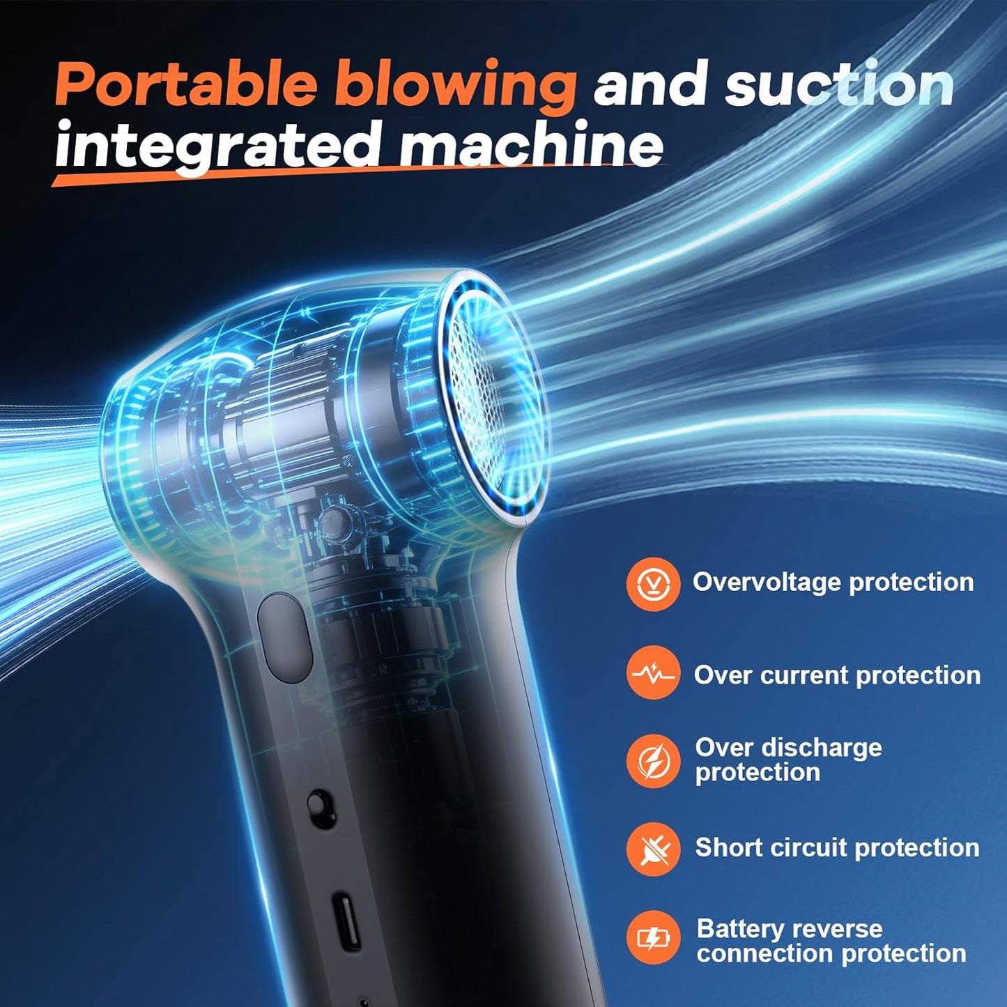 Electric Air Duster 2-in-1 Vacuum Blower, Portable Vacuum Cleaner150W Brushless Motor 130000 RPM, 3 Speed Cordless Rechargeable Cleaner for Keyboard, Electronics, Home, Car