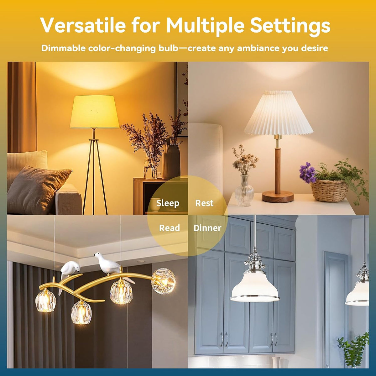 I-SHUNFA Smart E26 LED Bulbs with App Control, Dimmable Bluetooth Bulb, AC 120V, Tunable White 2700K-6500K, 1%-100% Brightness, 7W 700LM, Music Sync, Timer Function (2 Pack Bulbs Only)