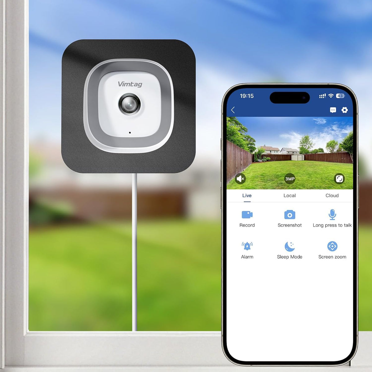 No Drill 2K Window Camera with Angled Mount, 5GHz&2.4GHz WiFi Indoor Camera for Home Security for Outdoor Monitoring, Anti-Glare Color Night Vision, 24/7 Recording, Free Human/Car/Pet Detection, Alexa