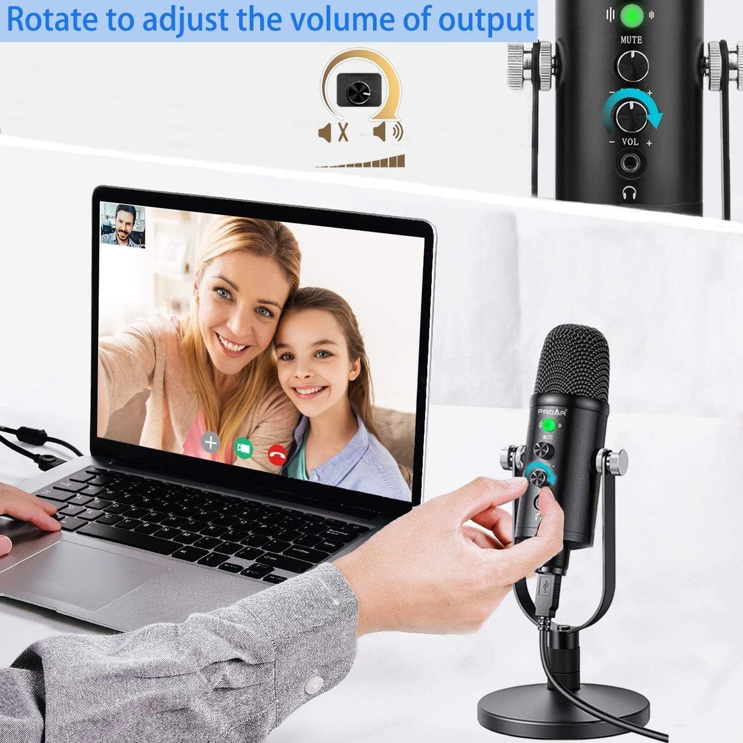 USB Condenser Microphone Kit with Desktop Stand and Phone Adapters | Plug-and-play podcast mic kit for PC and phone, for gaming, streaming and recording. Cardioid pickup keeps voices clear.