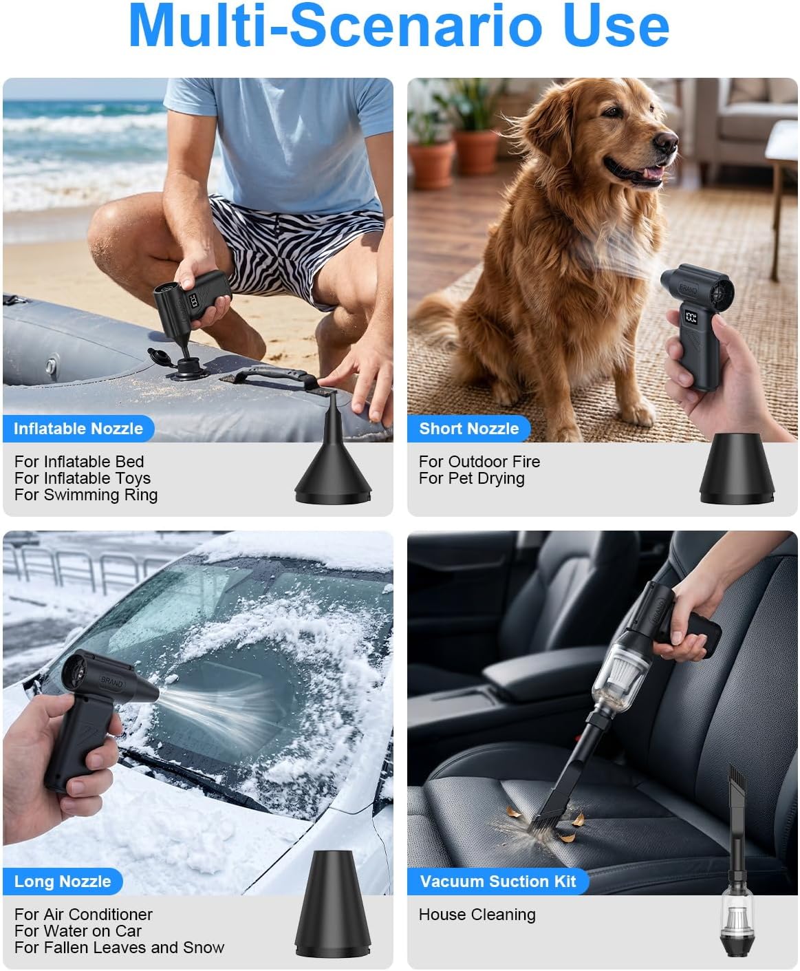Solarplay Black Compressed Air Duster, 130000 RPM Cordless Air Blower with 5-Gear Adjustable Speed, 4000mAh Fast Charging, 4 Nozzles for Car Cleaning Kit, PC Electronics, Home, Outdoor & Inflatables