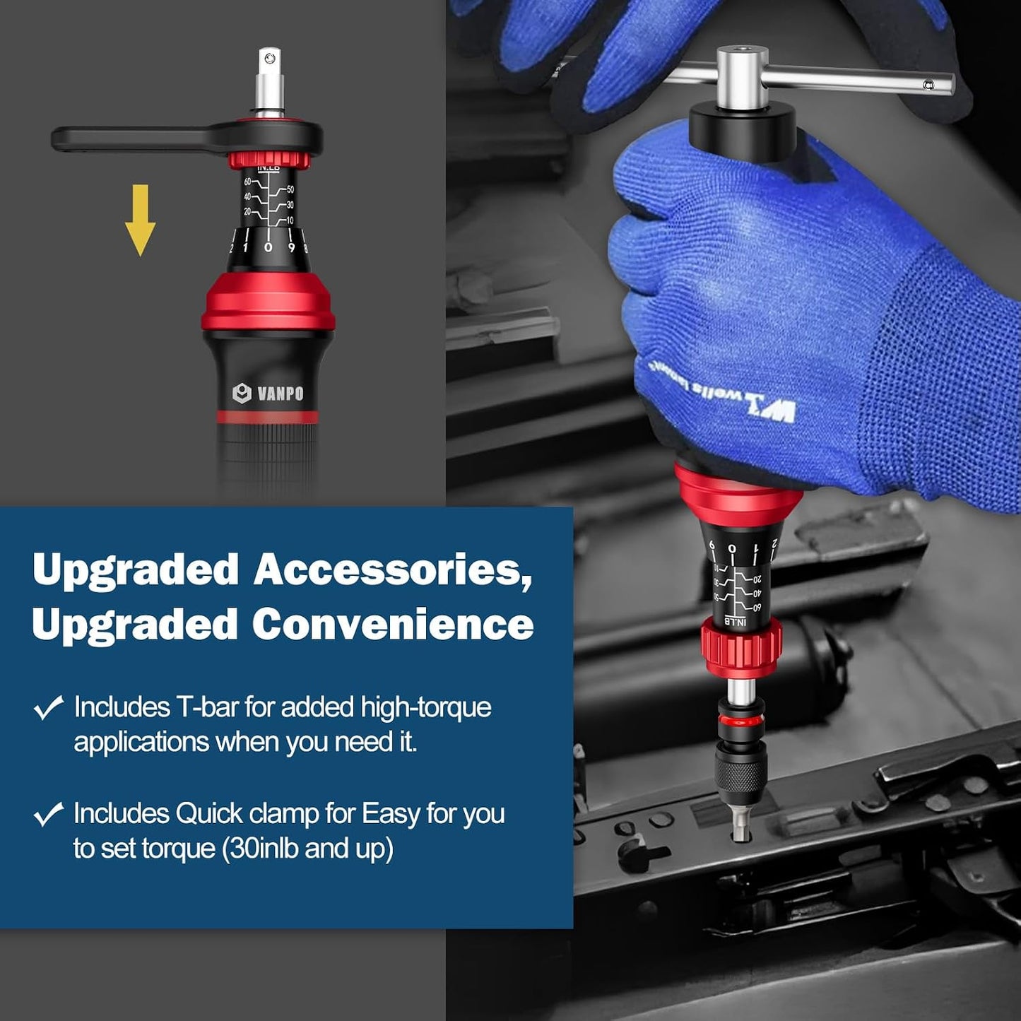 VANPO Torque Screwdriver, 10–60 in-lb, 64 Pieces, Click Style for Gunsmith | 1/4" Drive Torque Wrench Screwdriver Set with S2 Bits, Sockets and Storage Case for Electronics, Bike & Home DIY