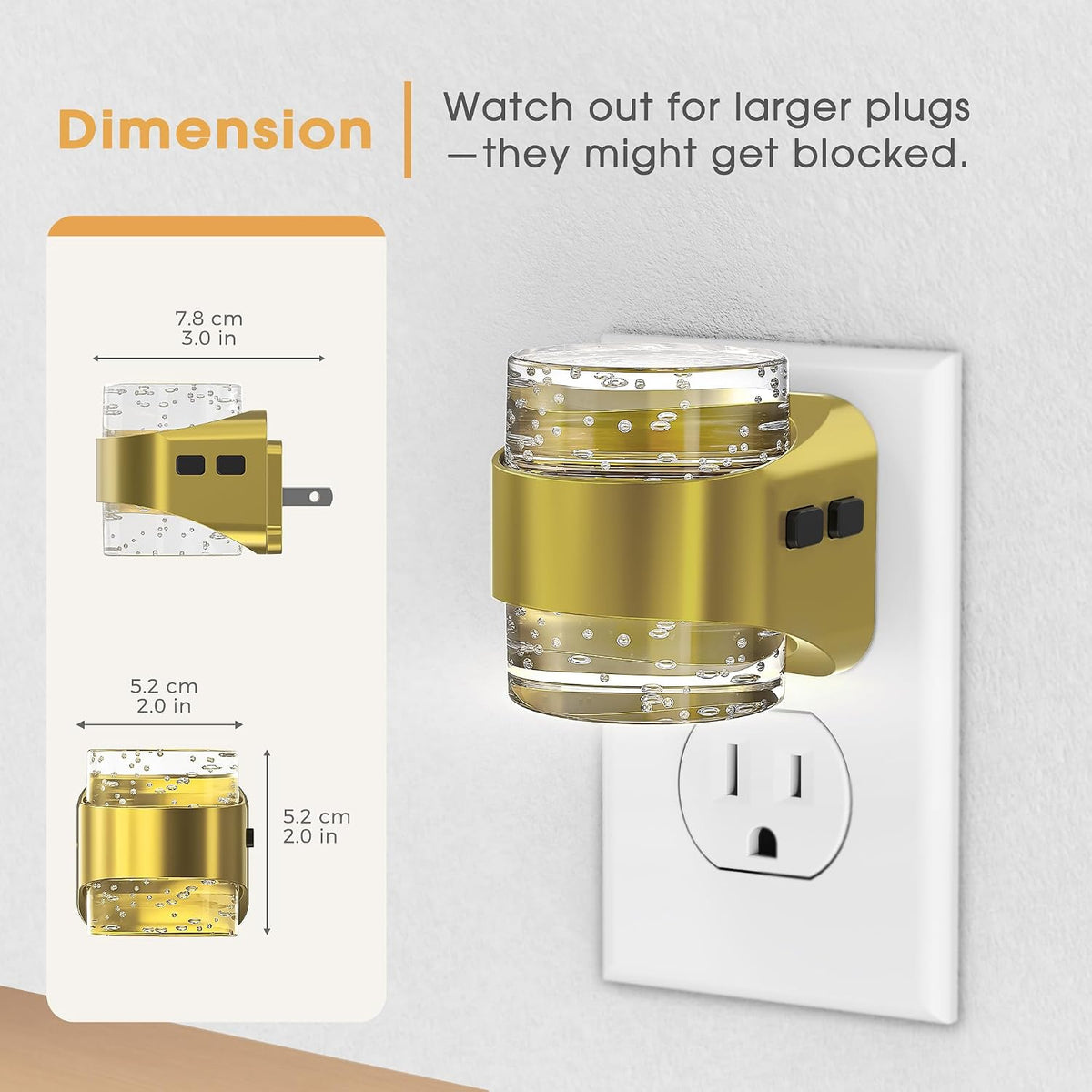 Briignite Night Lights Plug into Wall Dimmable Night Light Bubble Design