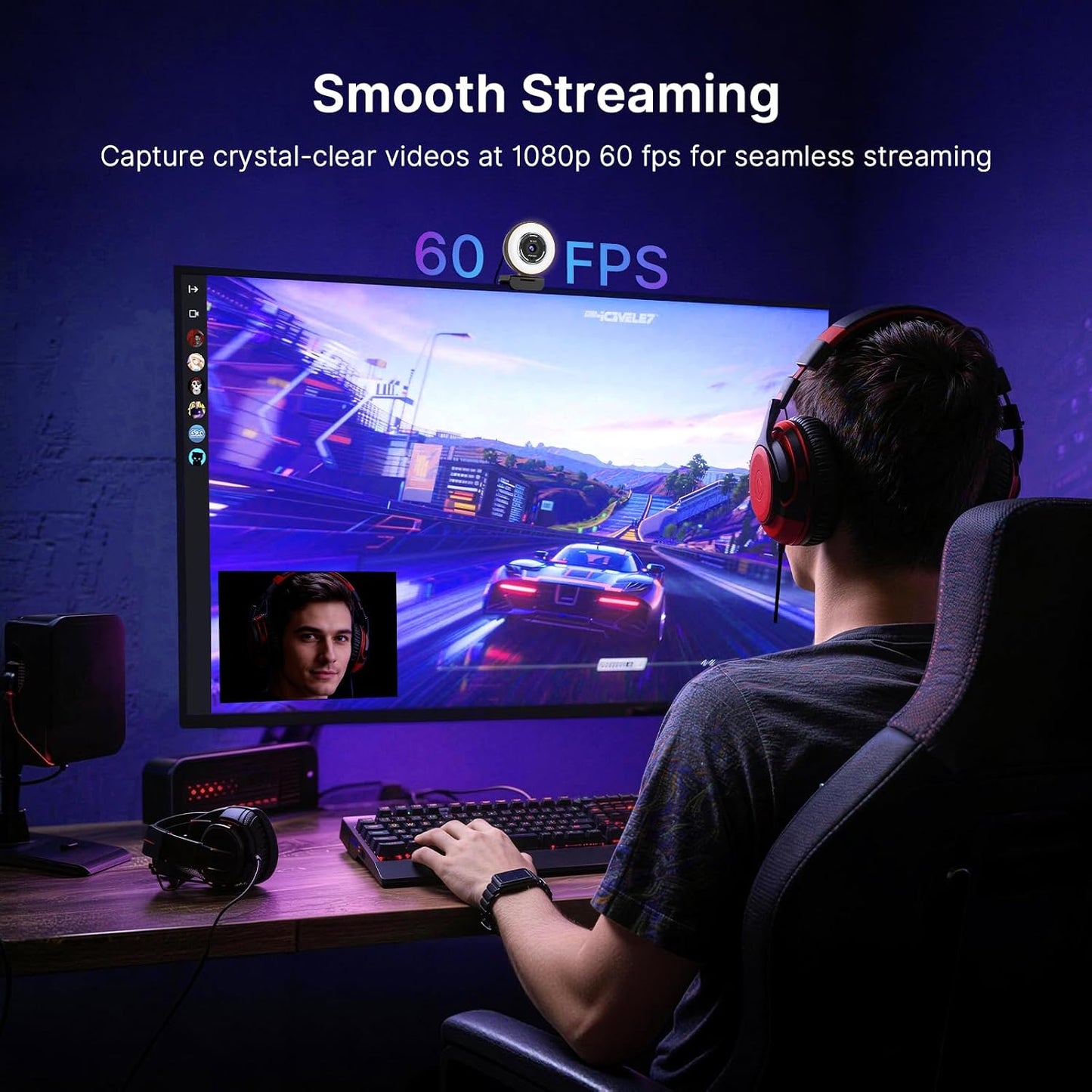 NexiGo N680E Pro 4K Webcam with Ring Light, PDAF Autofocus, 1080p 60FPS, Dual Noise-Canceling Mics, Privacy Shutter, USB Plug-and-Play for Zoom, Teams, Twitch, Google Meet