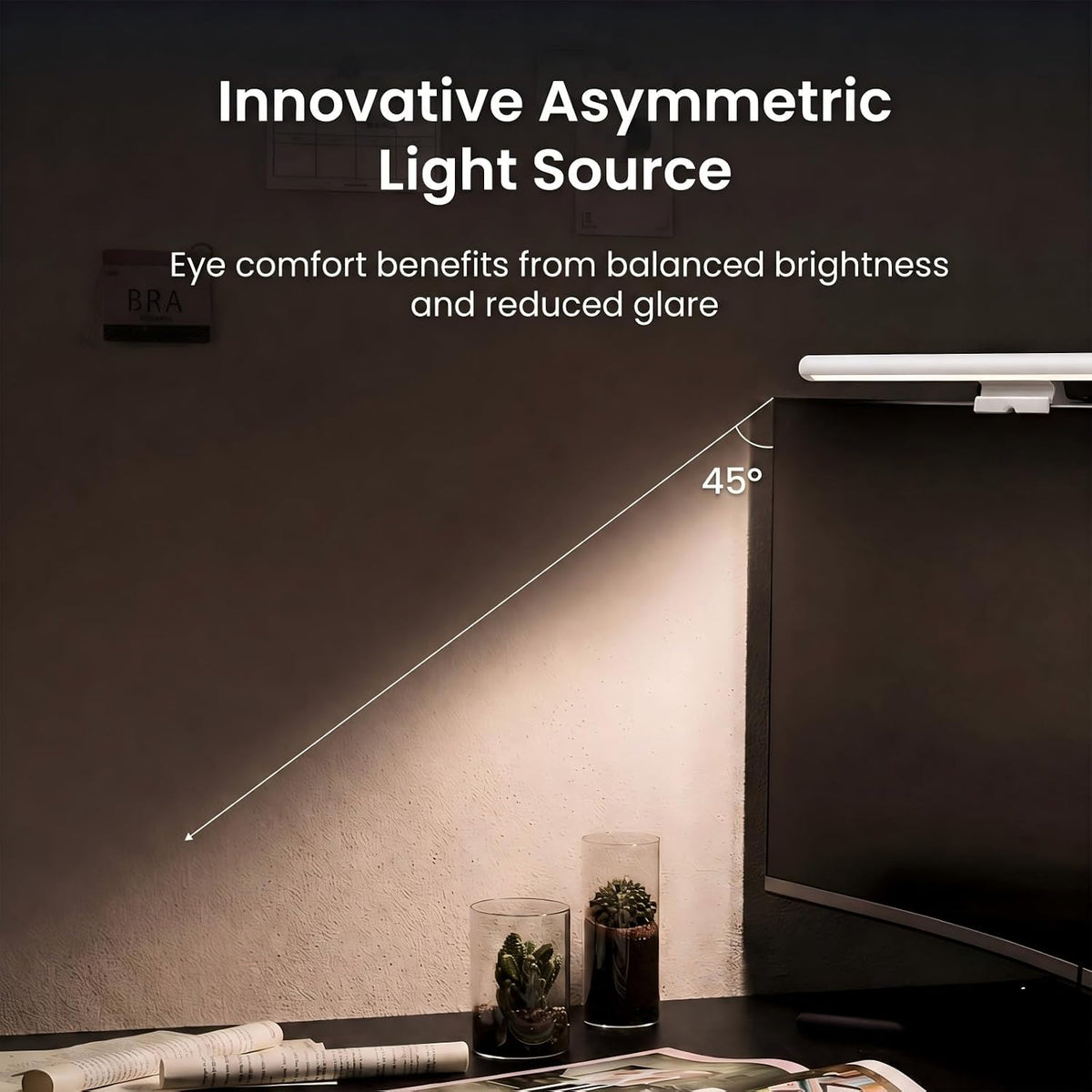 YEELIGHT Monitor Light Bar with Remote, Computer Monitor Lamp for Home Office Gaming, 250LM No Glare Eye-Care Screen Bar, Touch Control USB Desk Lamp with Stepless Dimming for Flat & Curved Monitor
