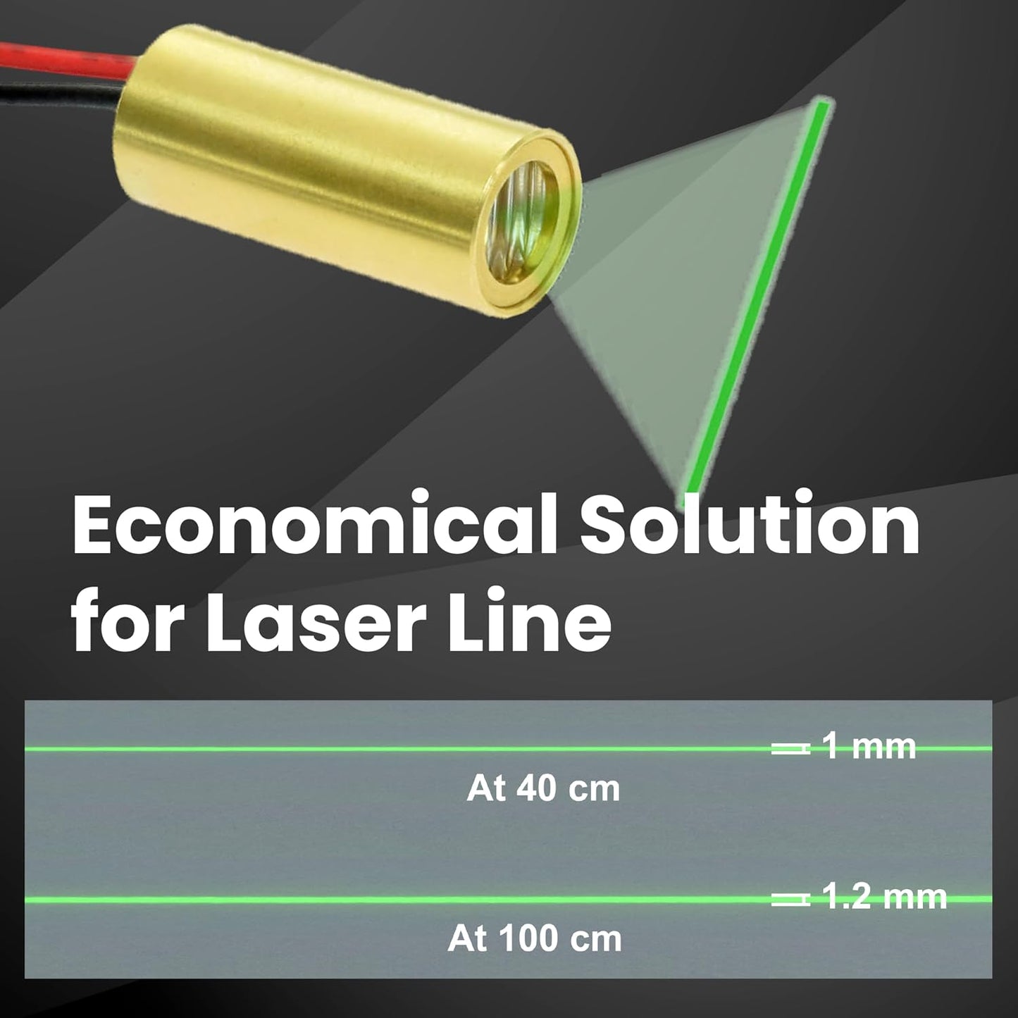 Economical Green Line Laser Module 520 nm, Class 1, 7~10 VDC, >60° Fan Angle, 0.3~1.8m working distance, VLM-520-28 LPT - Industrial Alignment Laser for Automation & Machine Vision - Made in Taiwan