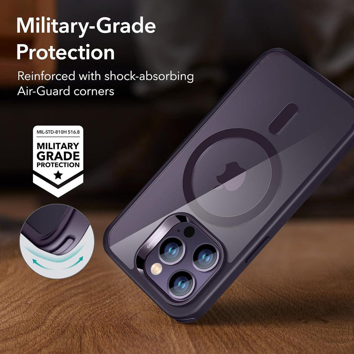 ESR for iPhone 14 Pro Max Case for MagSafe, Anti-Yellowing, Clear Purple | Ultra Slim, 3X Military-Grade Drop Protection, Magnetic Phone Case, Impact Absorbing, Resists Scratches