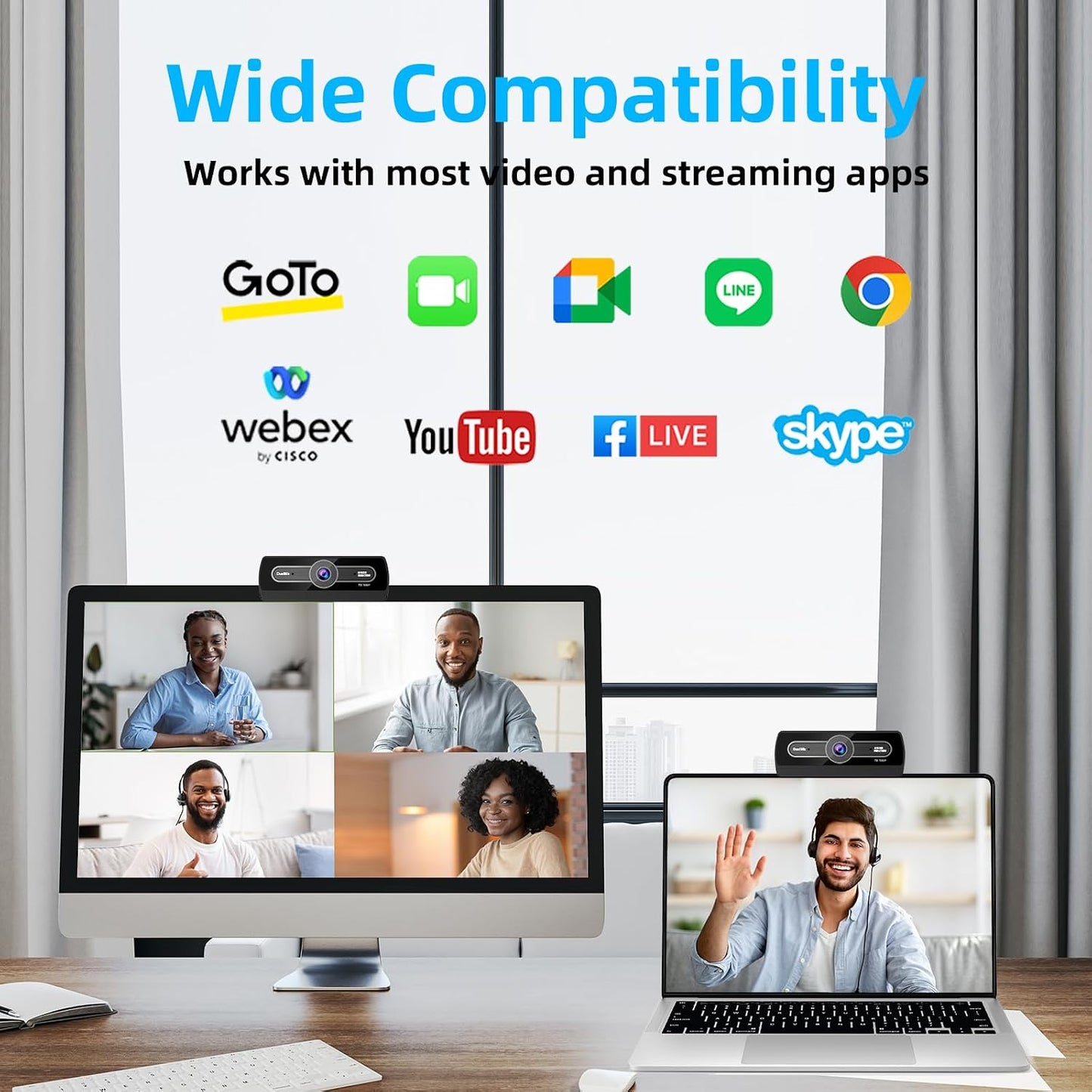 1080P Webcam with Microphone, Full HD Streaming Camera, Noise Cancelling, Auto Light Adjustment, USB Plug-and-Play Computer Camera, for Desktop PC or Laptop