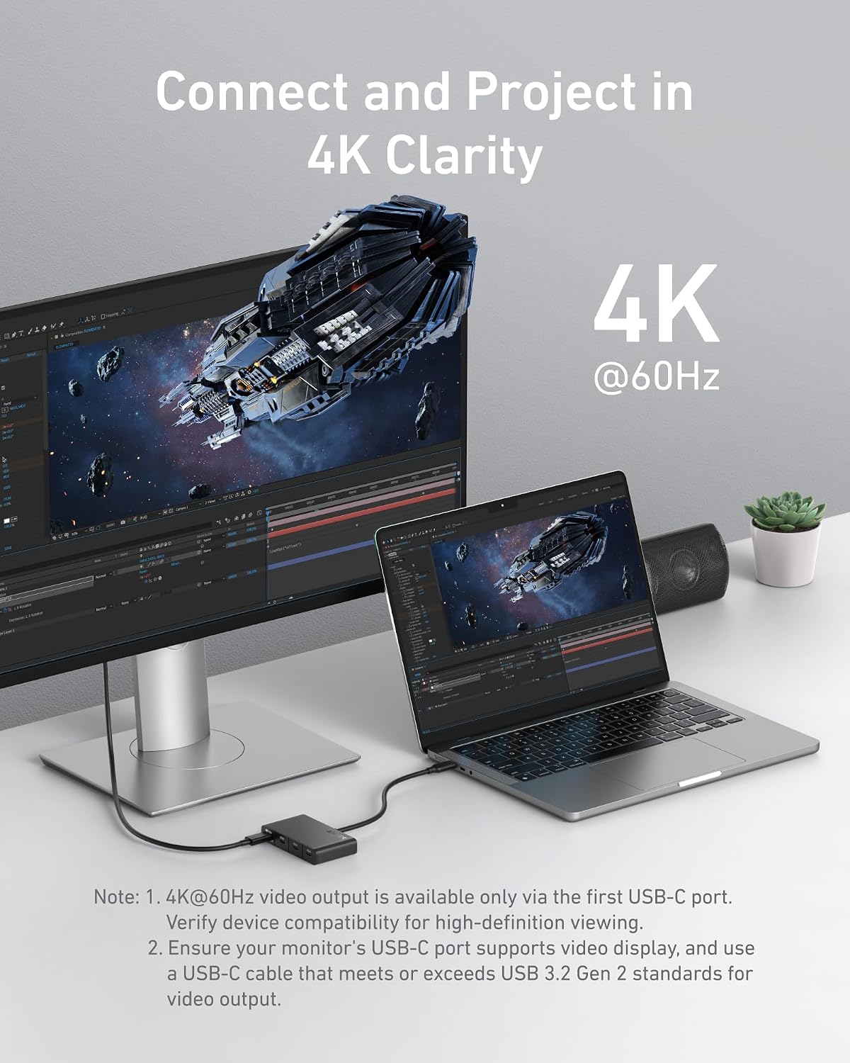 Anker USB-C Hub, 4-in-1 USB-C Adapter, USB-C Splitter for 4K Display