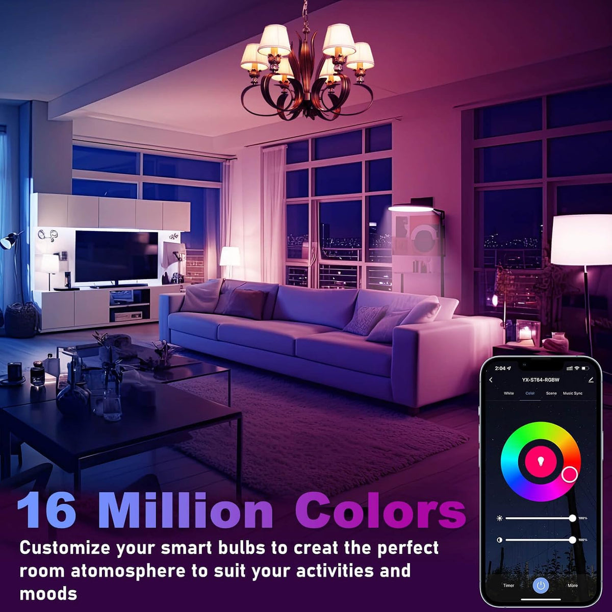 A15 Smart Bulb, E12 WiFi LED Bulbs, Compatible with Alexa Google, 4 Pack