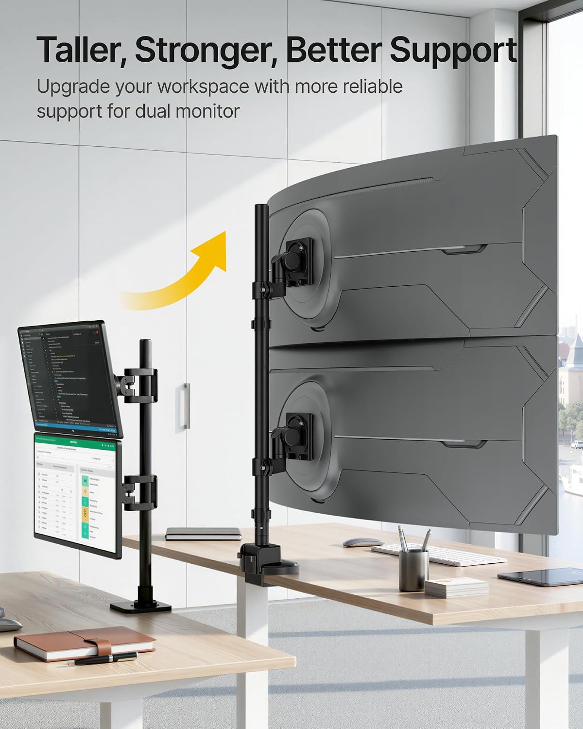 monTEK Heavy-Duty Stacked Dual Monitor Stand for 24-57" Screens