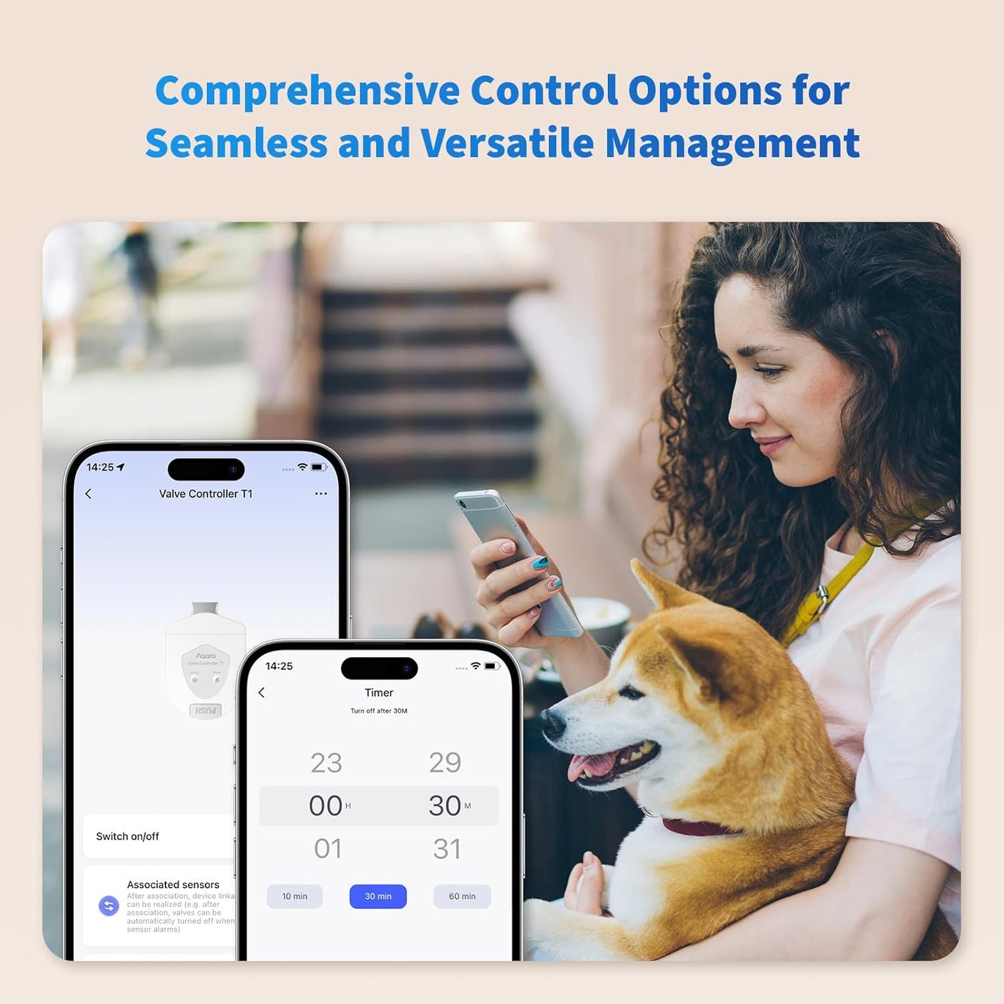Aqara Smart Valve Controller T1,Matter Over Bridge, Zigbee 3.0 Hub Required | Combined with Water Leak Detectors for Home, Supports App Remote Control Shutoff, Supports HomeKit, Alexa, Google