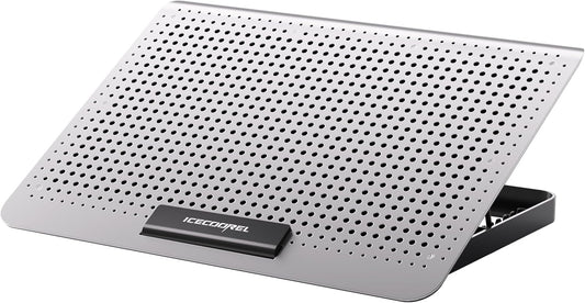 Aluminum Laptop Cooling Pad, Laptop Cooler Stand with 7 Height Adjustable, Laptop Fan Cooling Pad for Laptop 12-15.6 Inch, Notebook Cooler Pad with Two USB Port (Silver)