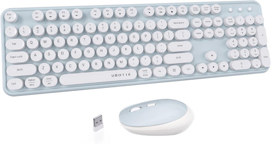 UBOTIE Colorful Wireless Keyboard and Mouse Combo (Green-White)