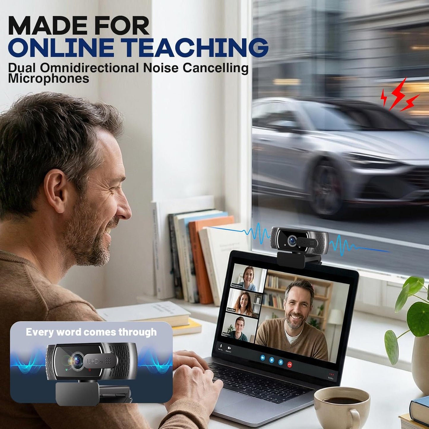 4K Webcam with Microphone for PC & Streaming Computer Camera | PDAF autofocus, dual noise-canceling mics & low-light correction. Best usb hd webcam for mac, laptop and smooth streaming.