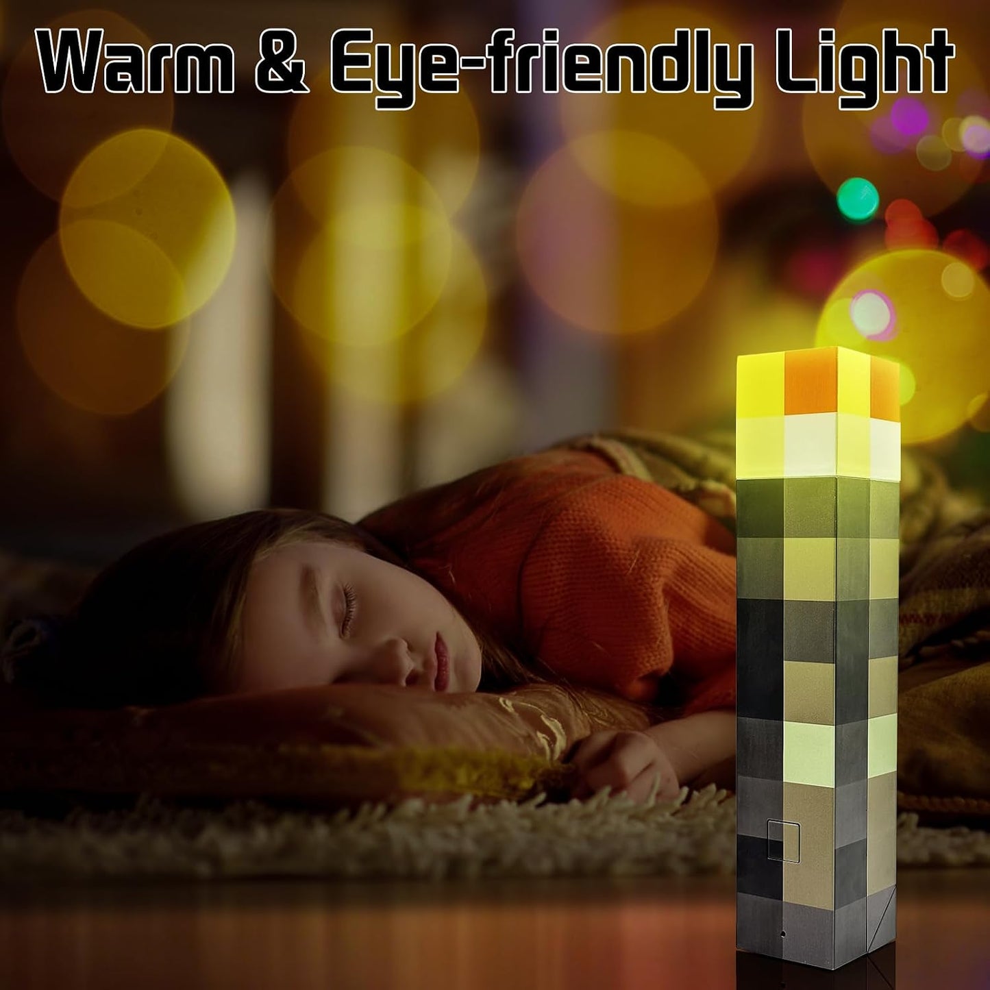 7-Color Wall Torch Lamp, Rechargeable Handheld Night Light for Room Decor | Hand Held & Wall Mountable Table Light for bedrooms, playrooms, cosplay, camping and travel, party decor, gift for boys