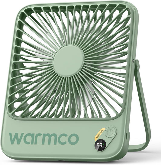 Warmco D3 Portable Travel Fan 10000mAh, Ultra-Slim, 24H Runtime | Quiet 7-Inch Rechargeable Desk Fan, Digital Display For Camping, Office, Bedroom & Cruise
