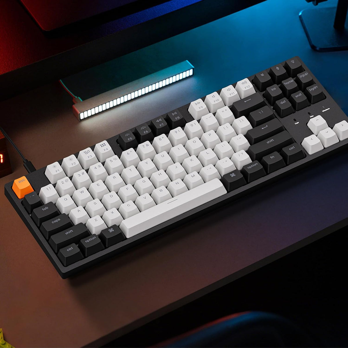 Keychron C1 TKL Mechanical Gaming Keyboard – Tactile Brown Switches, RGB Backlit Compact Wired Keyboard for Mac & Windows, White