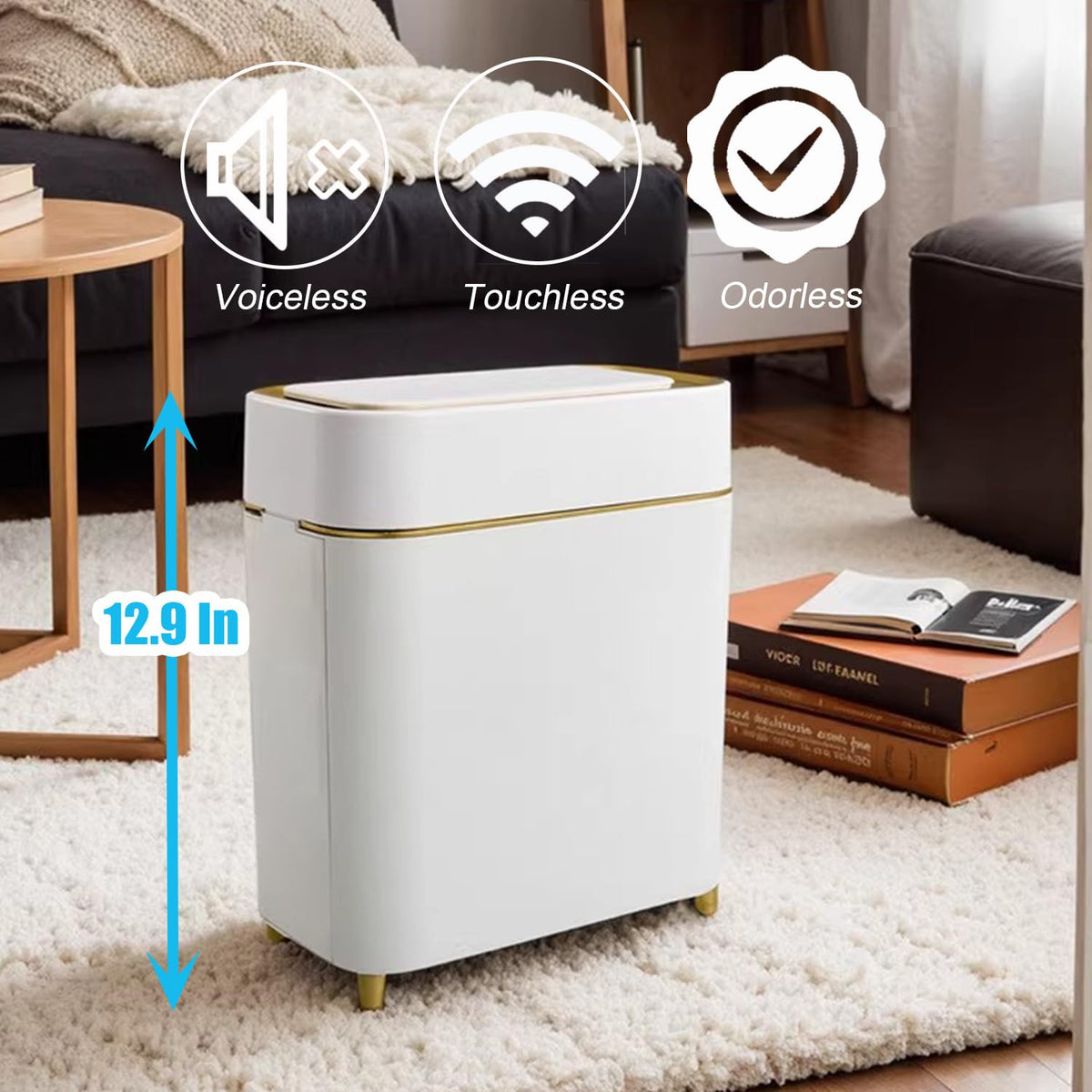 2-Pack - Automatic Compact Trash Can with Touchless Lid - Smart Garbage Can