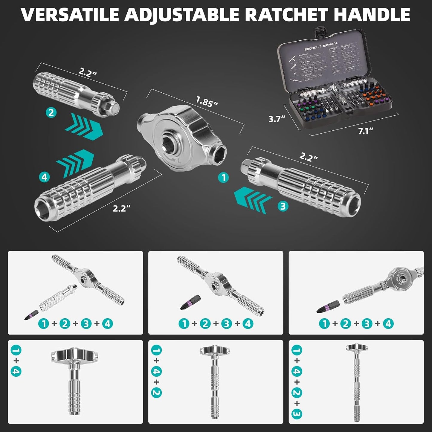 40 in 1 Magnetic Screwdriver Set, DIY Ratchet Screwdriver Set with T Handle Detachable, Versatile Portable Precision Tool Kit for Computer, Furniture, Bicycle