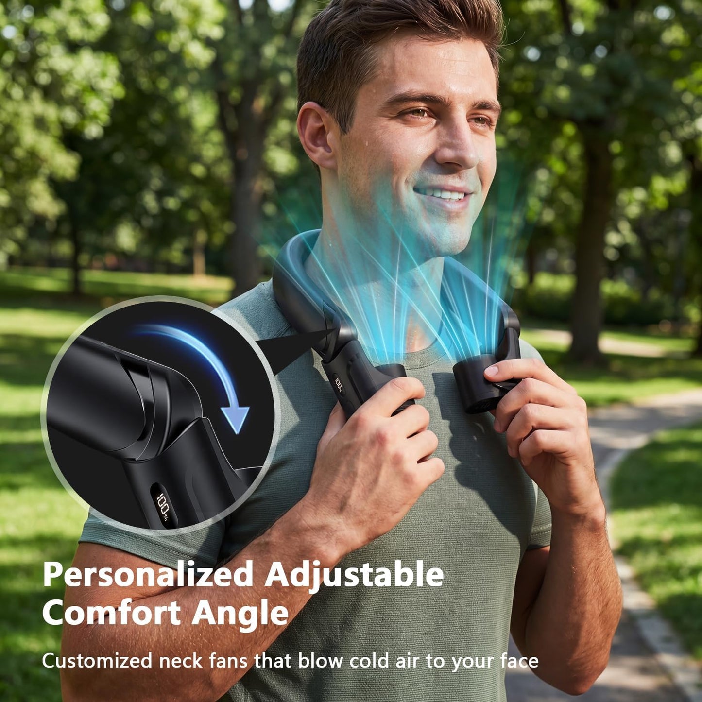 Mavax ChillGo Portable Neck Fan - 8000mAh Personal Wearable Fan, 9000 RPM Direct-flow 4X Powerful 360° Airflow Cooling Fan, Max 16H, 4 Speeds, LED Display, Great Gifts for Men Women - 5th Gen Black