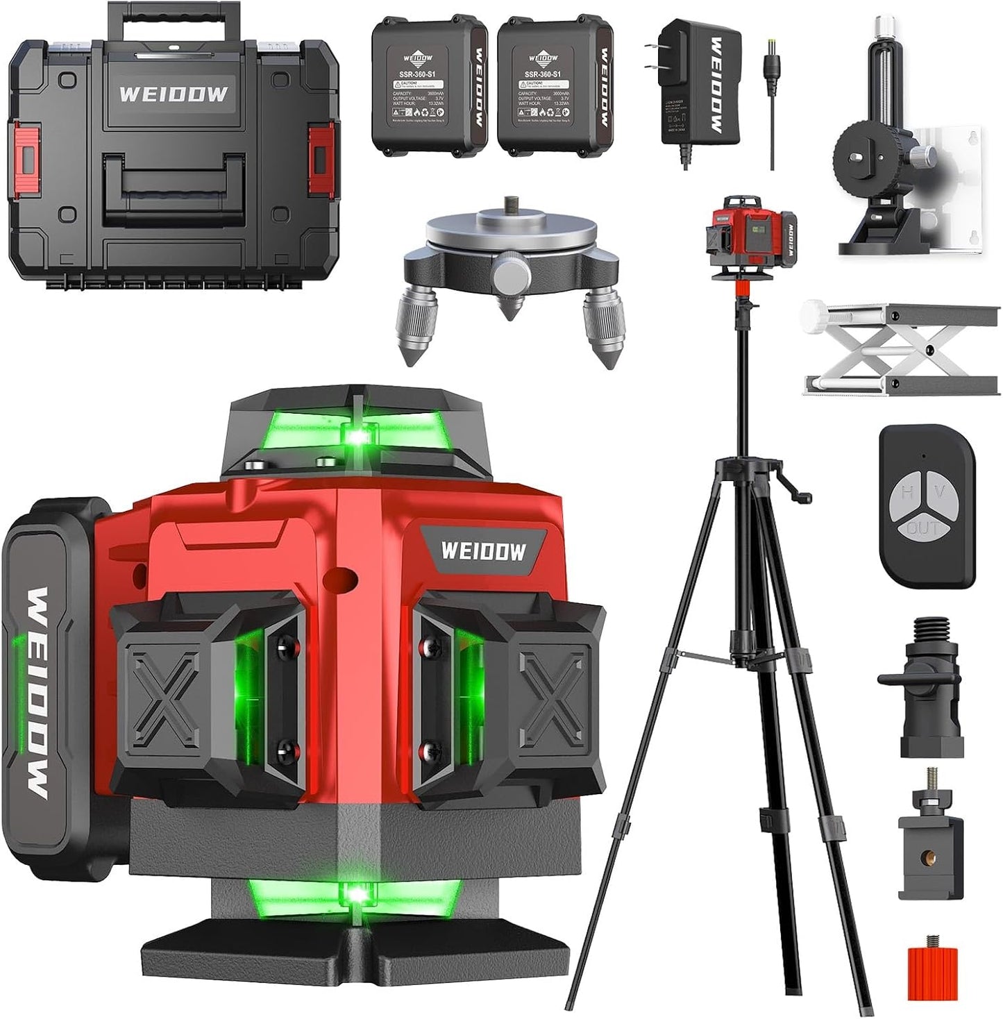 WEIDDW Laser Level 360° Green Cross Line Self Leveling Laser Measuring Tool