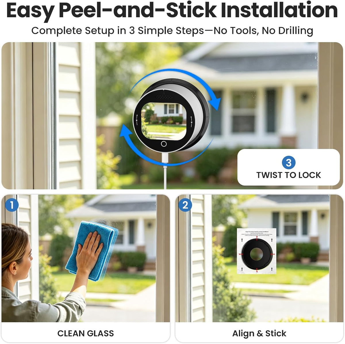 SOLIOM 5MP Window Camera, LCD Touchscreen,24/7 Recording, 2.4&5GHz WiFi