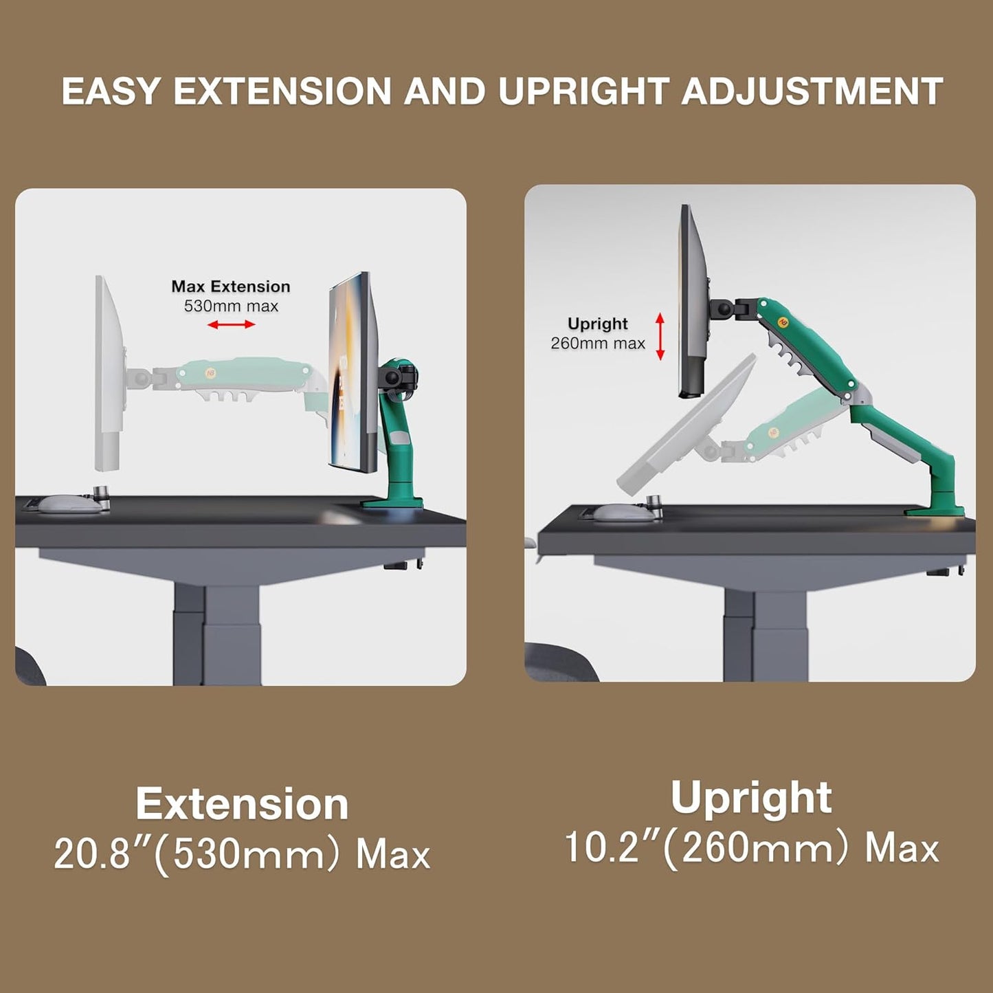 Monitor Mount,Fits 17-30" or Bigger Computer Monitors(Within 19.8lbs), Adjustable Stand with Tilt Rotation Swivel Function, Desk Mount F80 Series (Olive Green)