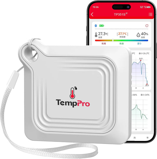 TempPro TempAir Bluetooth Thermometer Hygrometer, 260 ft Temperature Sensor | Greenhouse Thermometer with Remote App Control, Temperature and Humidity Monitor with 2-Year Data Logging Export