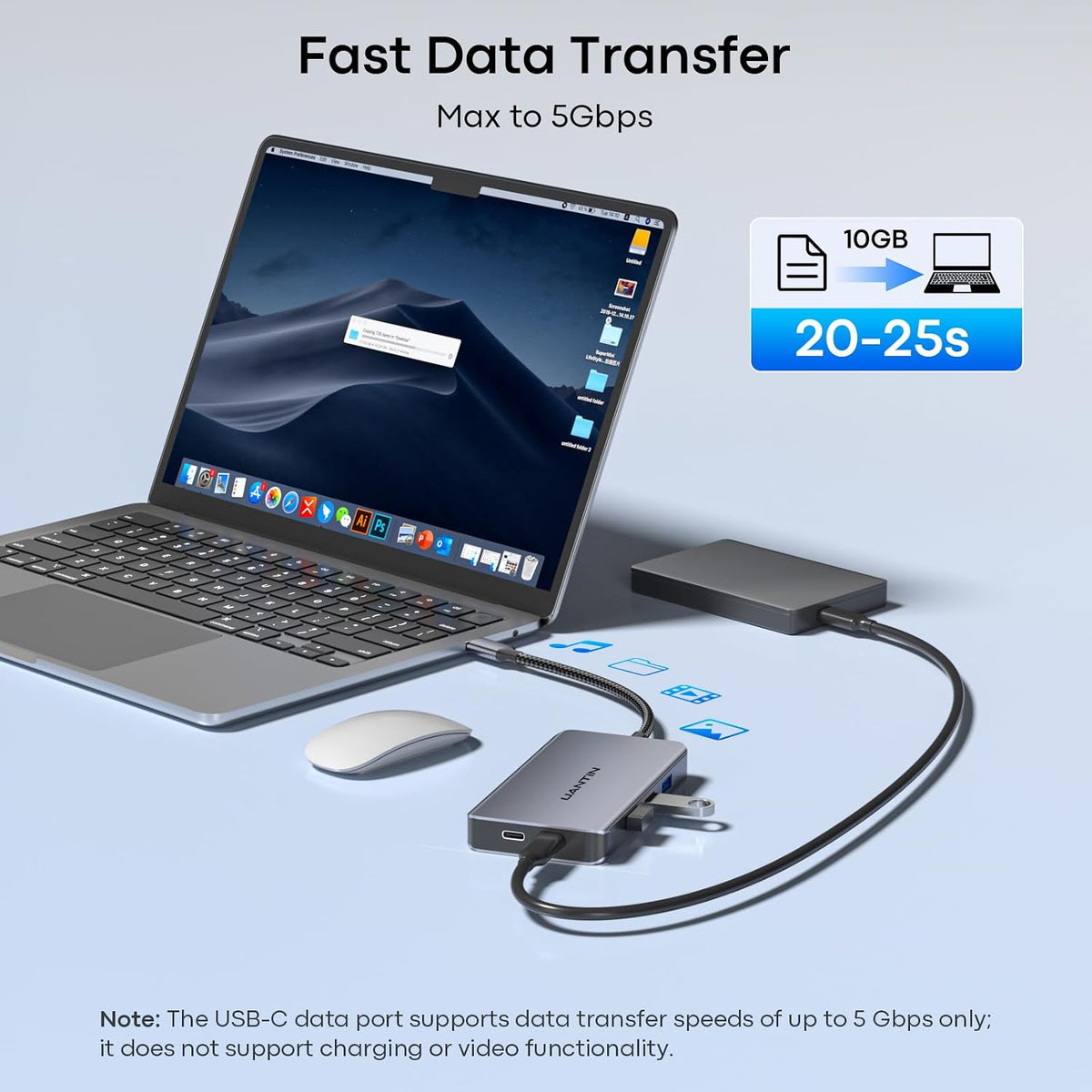 UANTIN Laptop Docking Station 3 Monitors, 8-in-1 USB C Dock with 2 HDMI, DP