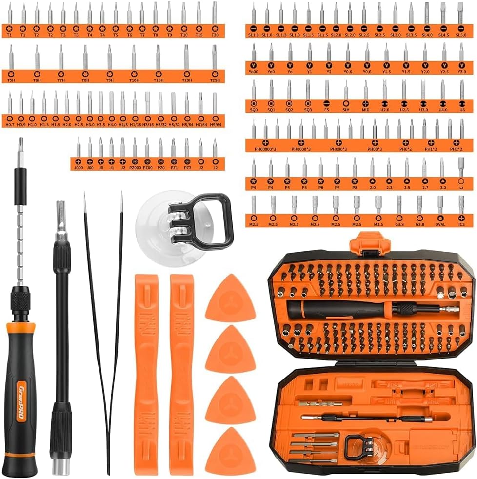 GRENPRO Precision Screwdriver Set 152-in-1, Magnetic Micro Screwdriver Set with Carrying Case, Professional Repair Tool for Laptop, MacBook, PC, Mobile, PS5, Xbox, Glasses, Watches, Jewelry