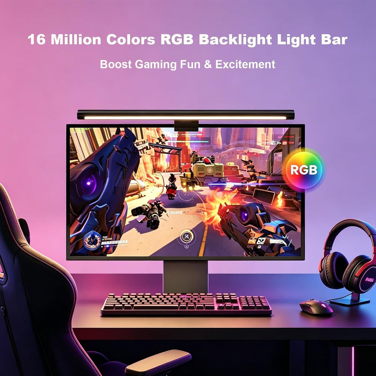 YEELIGHT Monitor Light Bar RGB Backlight, Ra98 Computer Lamp Works with Matter & Alexa for Home Office Gaming, 350LM Dimmable No Glare Eye-Care LED Screen Bar, USB Desk Lamp Stepless Dimming
