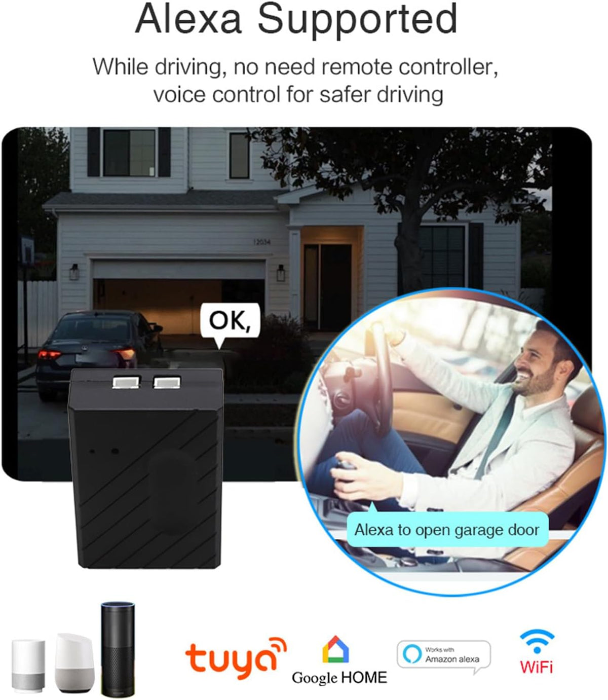 Wengart WiFi Garage Door Controller for Smart Home DIYers to Stop Yellow Learn Button Compatibility Issues via Tuya Smart Life Real Time Magnetic Sensor Feedback Kit