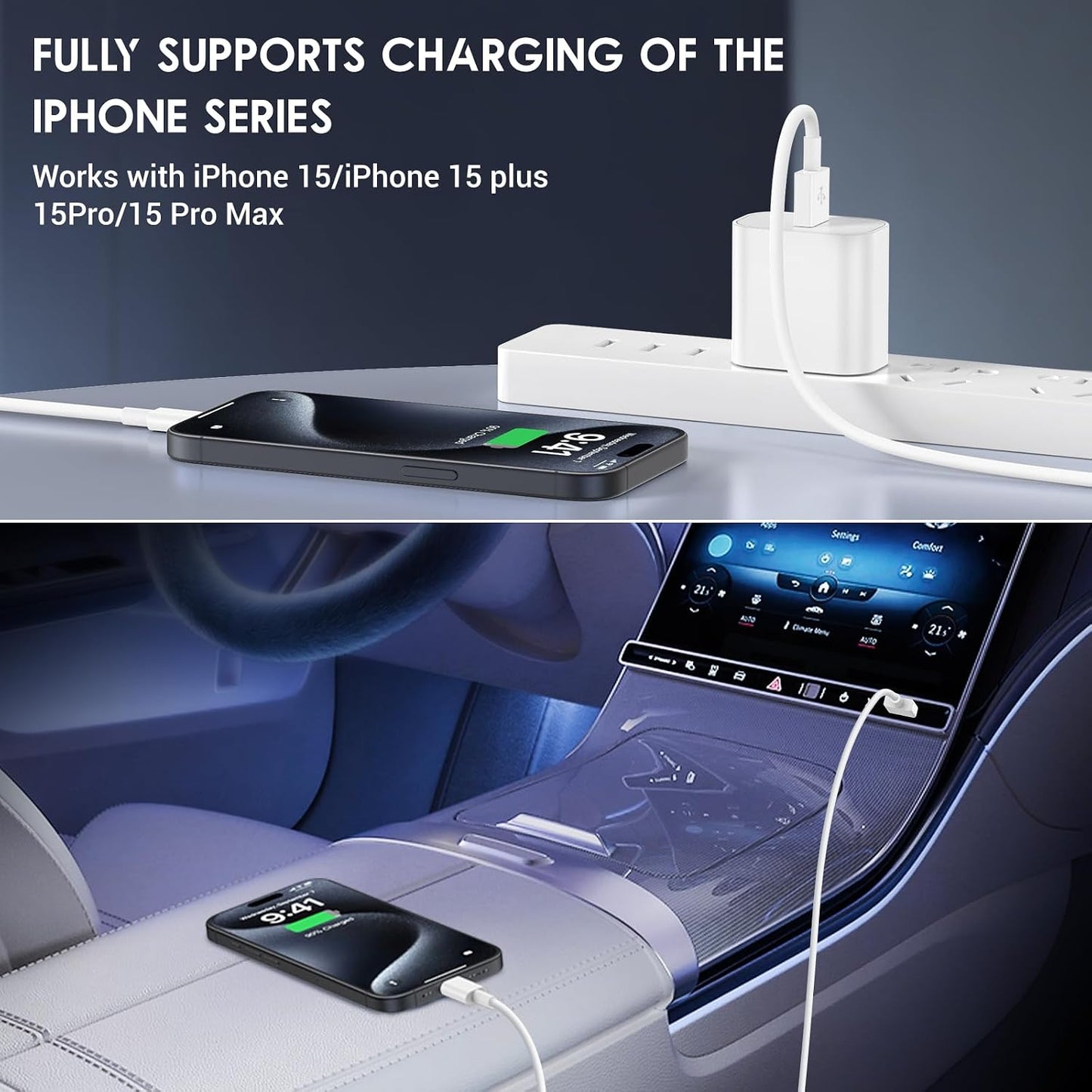 QZIIW 4Pack Apple USB C Fast Charging Cable 3FT for iPhone 17 16 15 Pro max | USB A to USB C Car Carplay Cord for iPhone 17 16 15 Pro/17 16 15 Plus Samsung S26 S25 S24, iPad Pro 12.9/11,Air 5th/4th Gen