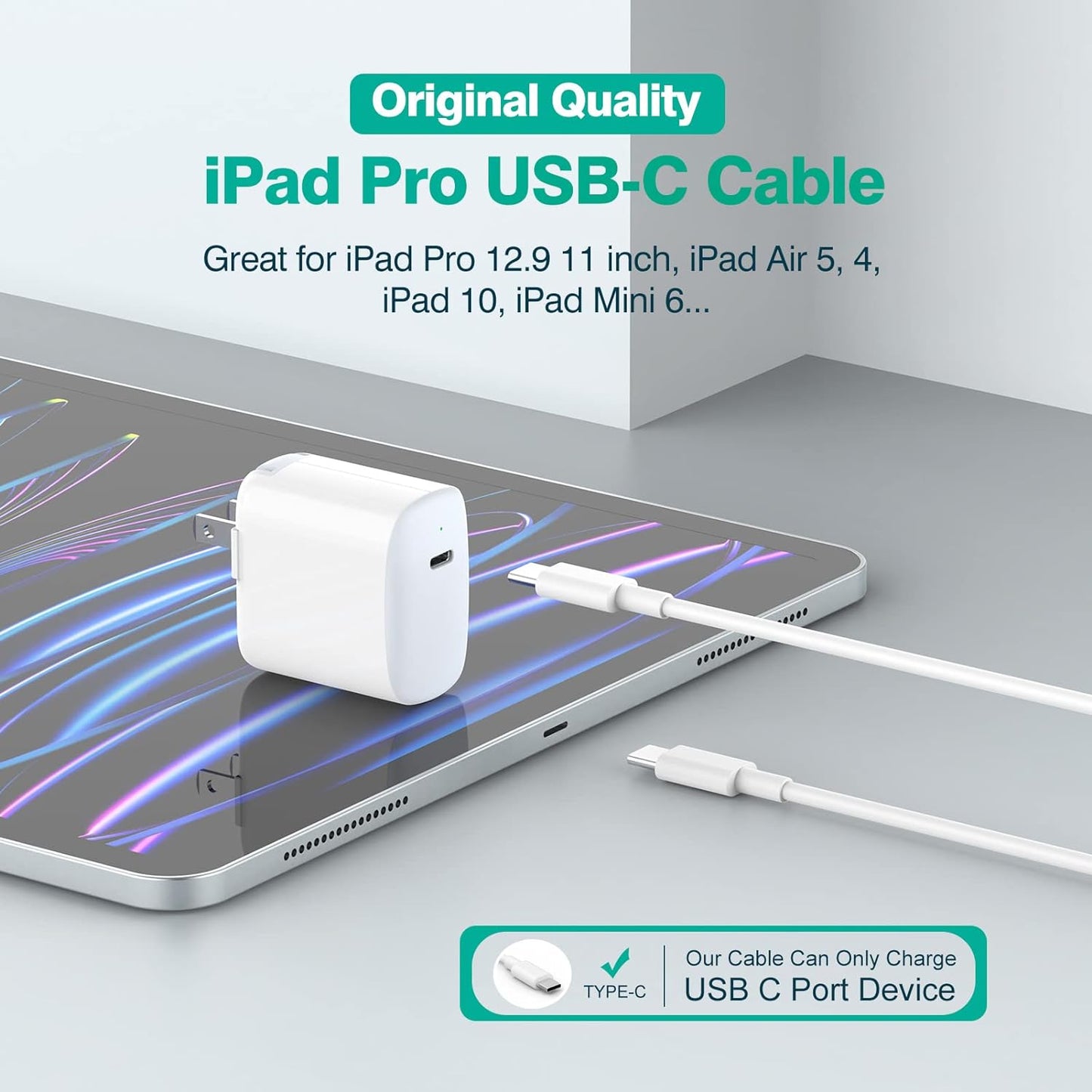 USB C to USB C Cable (2-Pack, 6.6ft) for MacBook Air/Pro Charger, iPad Pro 12.9/11 inch, iPad Air 5/4, Mini 6, iPhone 17/16/15, Pixel, Galaxy S25/S24, Switch 2, Type C Fast Charging Cord