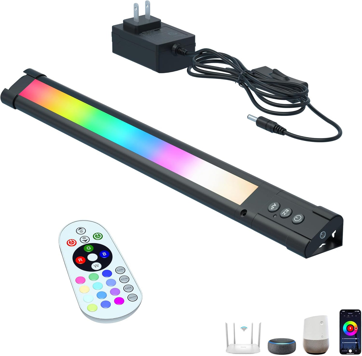 LAMPAOUS LED Light Bar, Dimmable RGB Lights, Light Bar with Alexa & Google Integration for Room, Desk, Monitor Backlight, Indoor Wall Washer - includes Remote Control (1-Bar 12 Inch Kit)