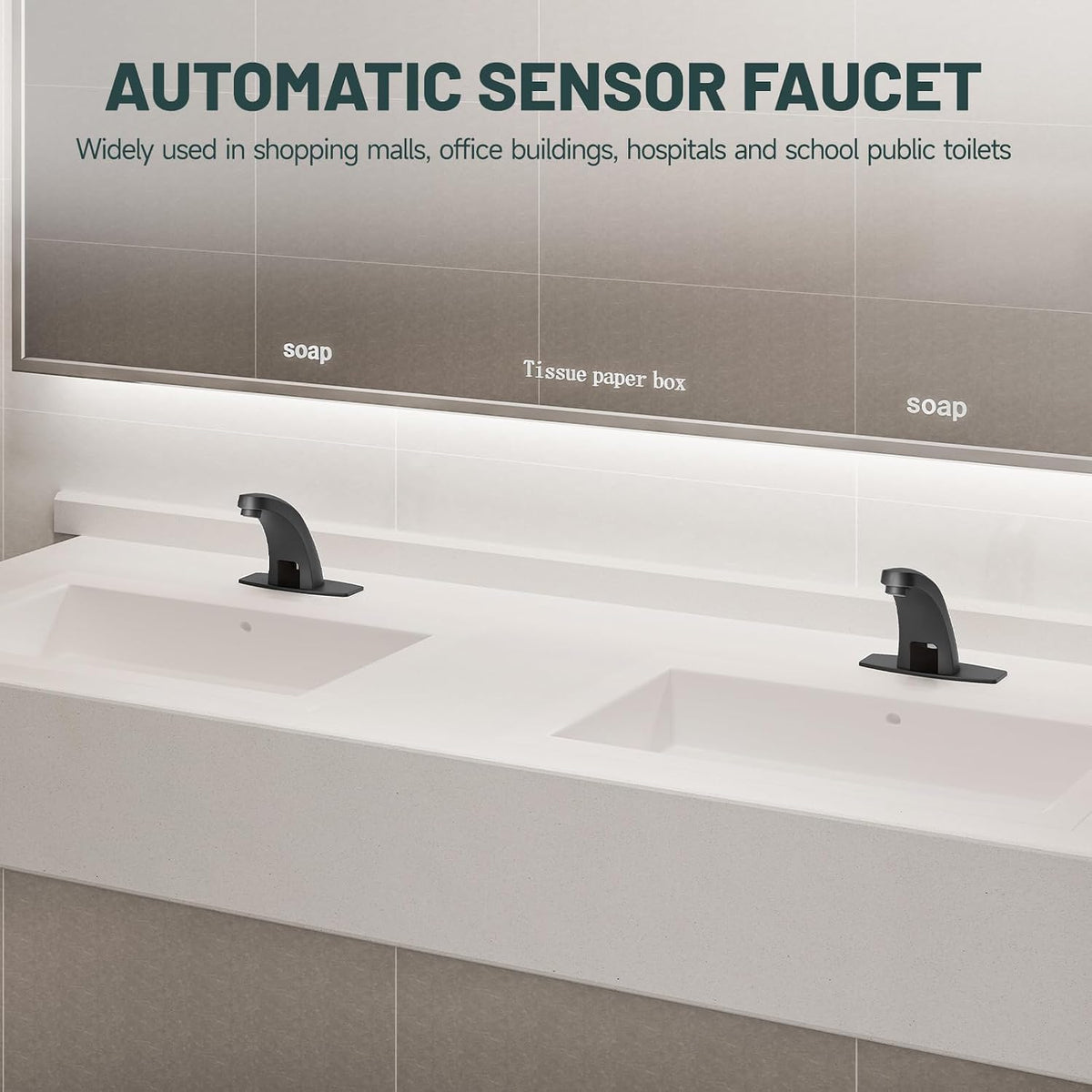 Touchless Bathroom Faucet, Sensor Faucets, Matte Black
