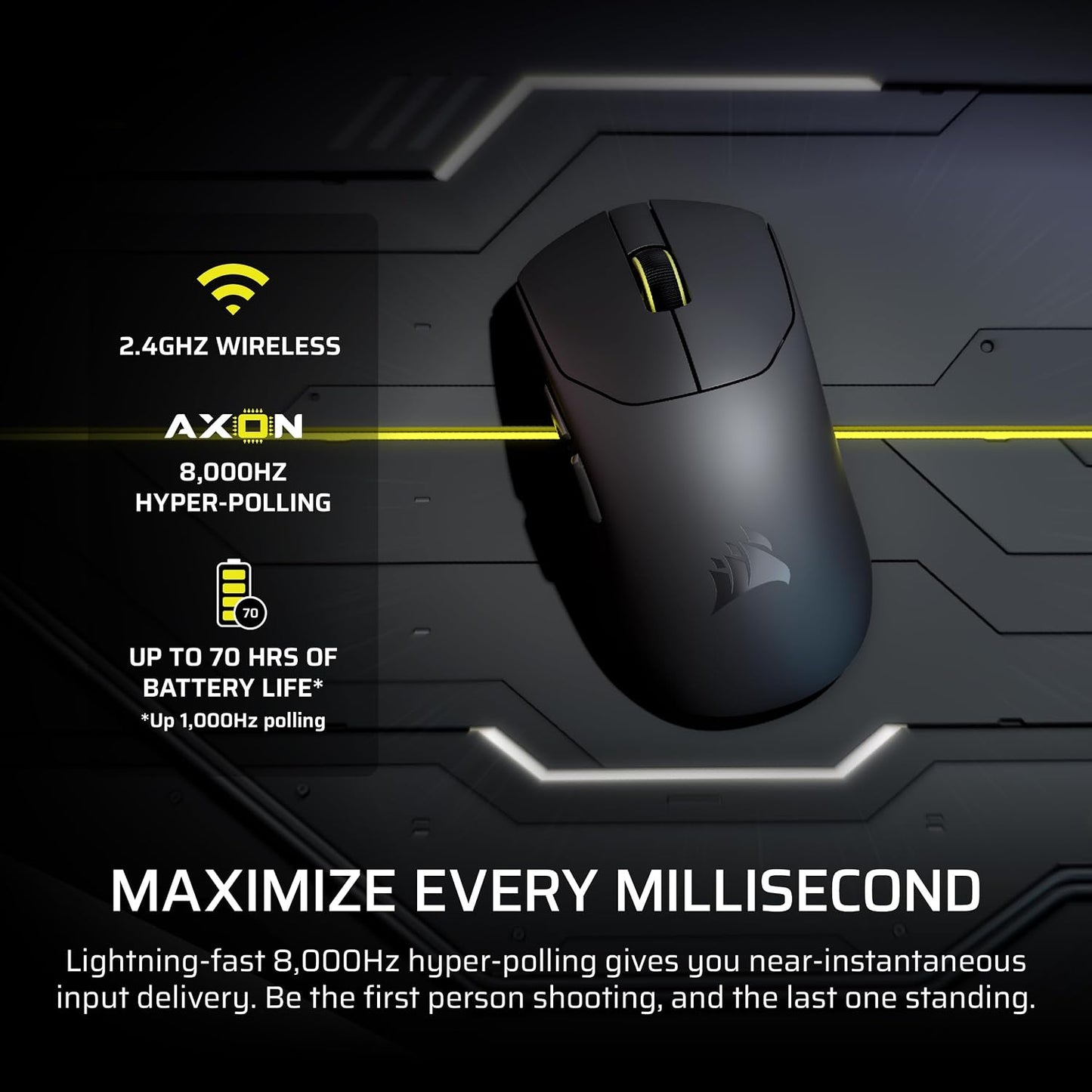 Corsair Sabre v2 PRO Ultralight FPS Wireless Gaming Mouse – 33,000 DPI, 36g Weight, 8,000Hz Hyper-Polling, Mechanical Switches, Up to 70-Hour Wireless Battery Life, Web Hub – Black