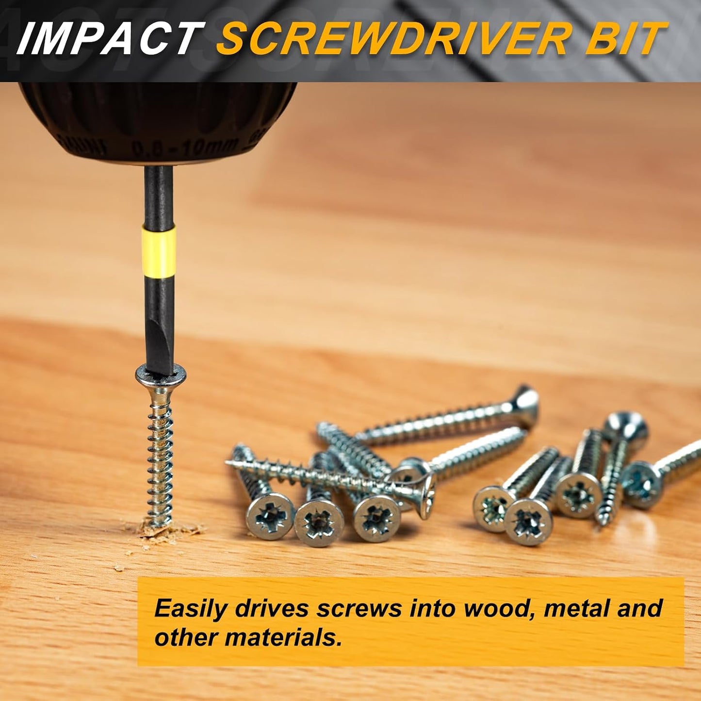 HARFINGTON 5pcs SL6 Slotted Impact Screwdriver Bits 6mm Slotted Tip 1/4" Hex Shank 150mm (6") Long Magnetic Flat Head Phosphated S2 Steel Screw Driver Drill Bits Electric Power Tool