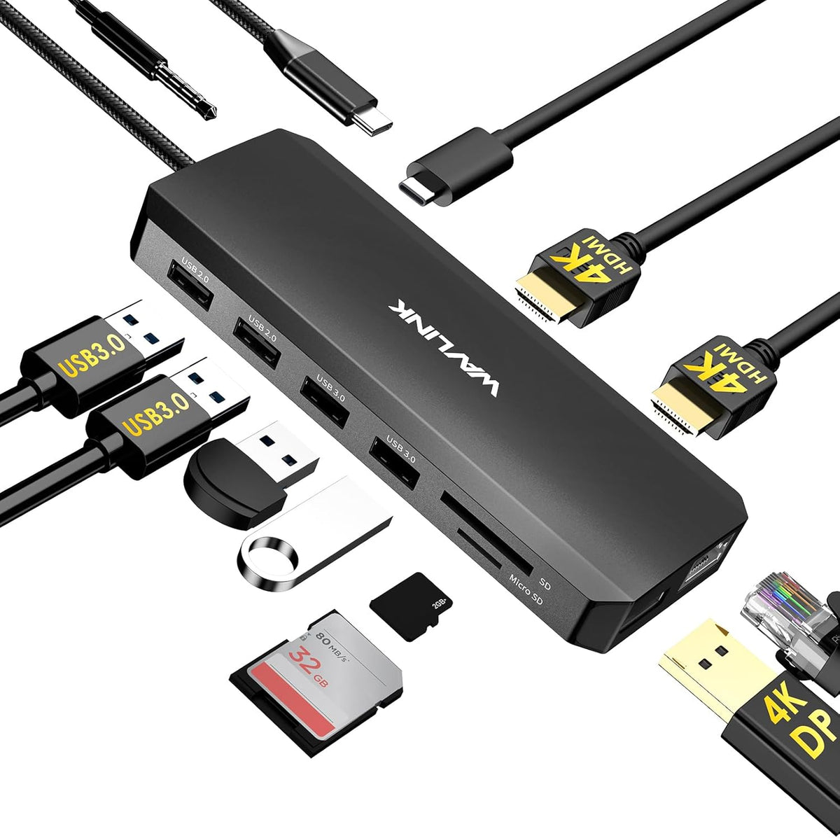 WAVLINK Laptop Docking Station Dual Monitor/Triple Display for Windows OS