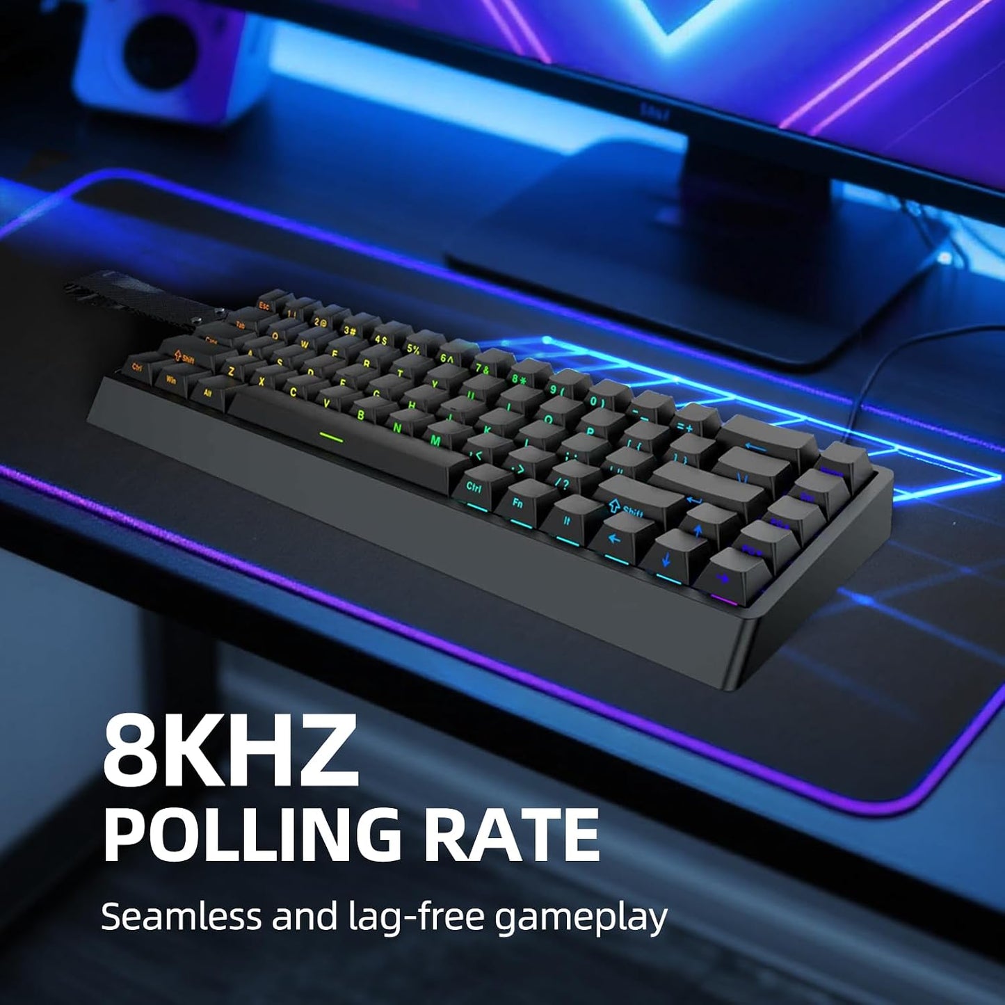IROK ND68 68 Keys Wired Magnetic Switch Keyboard, 0.005MM RT Accuracy, 8KHZ Polling Rate/Latency As 0.125MS/256KHZ Single Key Scan Rate/ARGB，Hot Swappable,Gasket Structure Gaming Keyboard（Black）