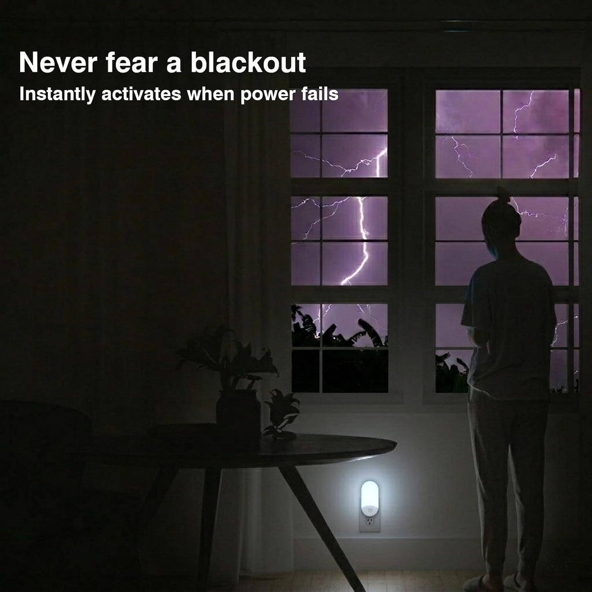 Camelion 4-in-1 Power Failure Night Light,Flashlight,Motion Sensing, 3-Pack | Rechargeable LED Plug-In Light,Battery Backup for Emergency & Power Outages,Dusk-to-Dawn Auto On, ETL Safety Certified