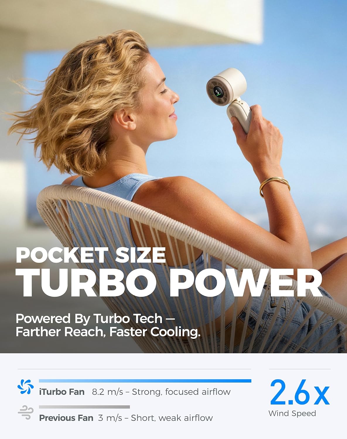 Diveblues Quiet Mini Portable Handheld Fan 30ft/s, 4000mAh Battery | Quiet Motor, 12H Max Cooling, 5 Speeds, LED Display, 3-in-1 Handheld/Neck/Desk Fan for Travel, Cruise & Disney Essentials