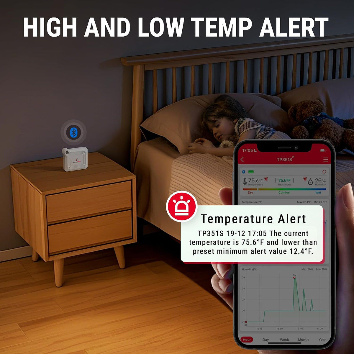 TempPro TempAir Bluetooth Thermometer Hygrometer, 260 ft Temperature Sensor